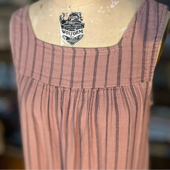 Cotton Dusty Rose Dress with Black Pinstripes - Picture 5 of 11